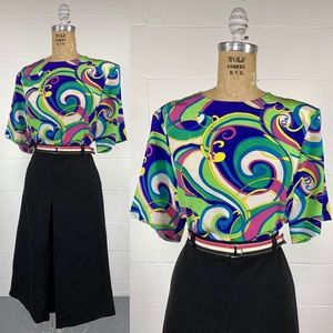 Vintage Psychedelic 100% Silk Blouse